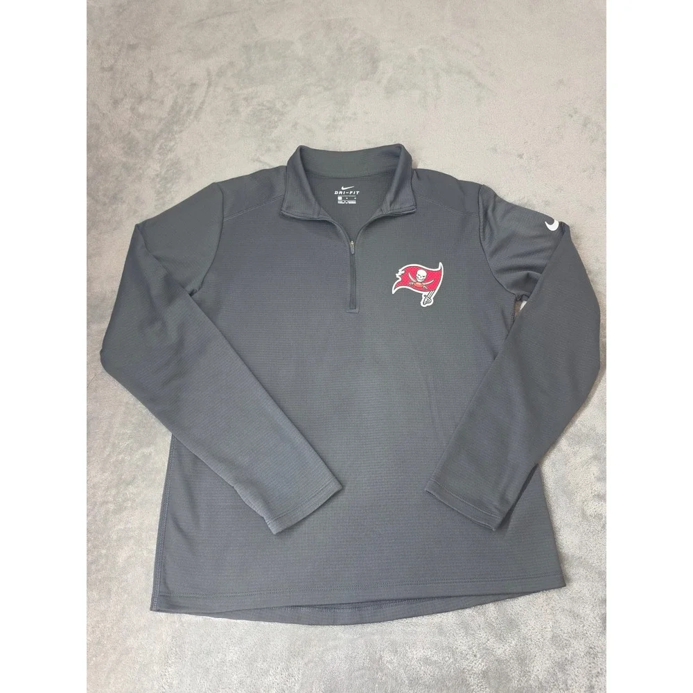 Nike Dri-FIT Tampa Bay Buccaneers Quarter Zip Pullover Grey Womens Medium